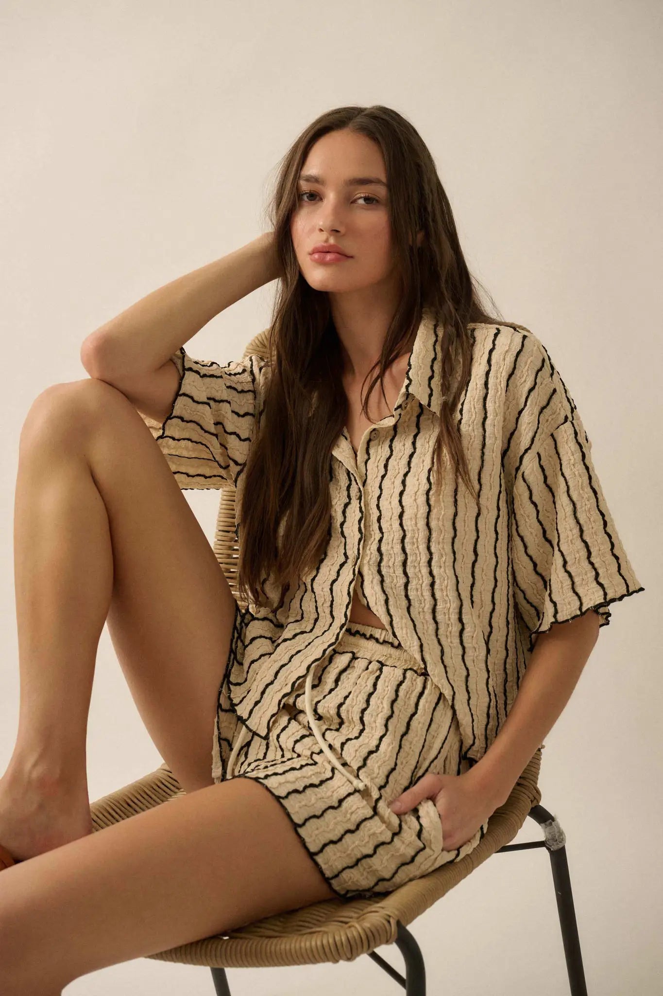 Ride the Wave Striped Knit Drawstring Shorts