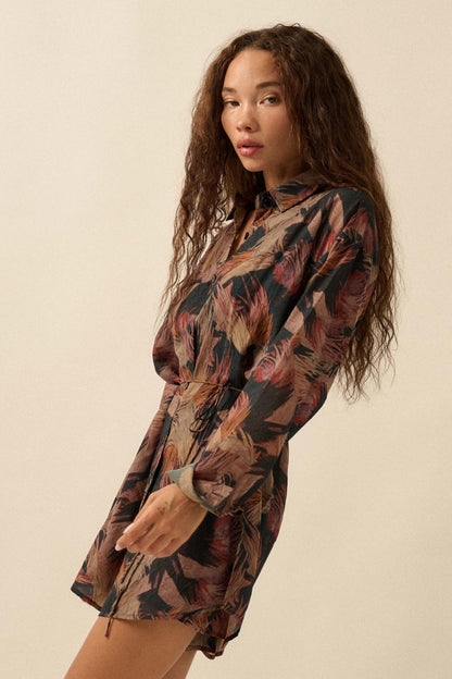 Dare to Imagine Abstract-Print Belted Shirt Romper