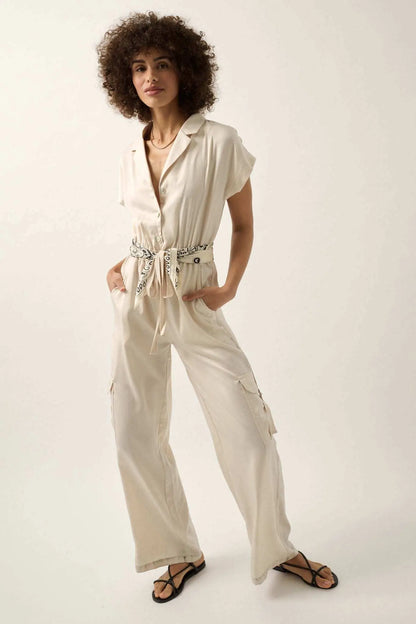 Any Which Way Matte Satin Cargo Jumpsuit