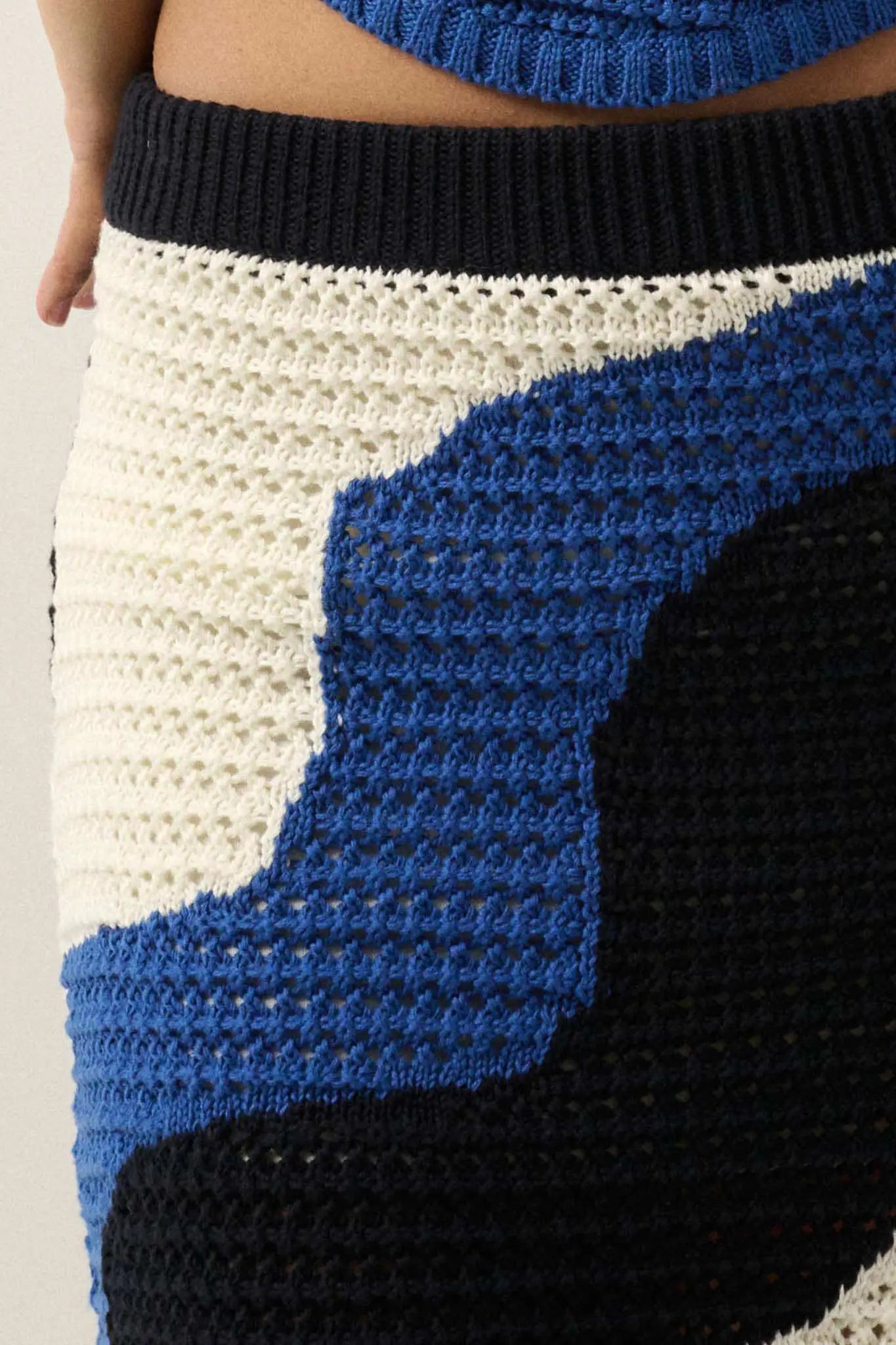 Catching Waves Colorblock Crochet Knit Mini Skirt