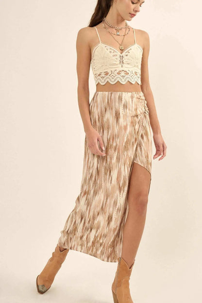 Sea of Love Abstract-Print Wrapped Maxi Skirt