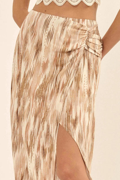 Sea of Love Abstract-Print Wrapped Maxi Skirt