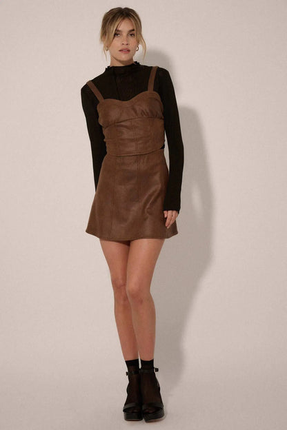 Human Nature Vegan Leather Cropped Corset Top