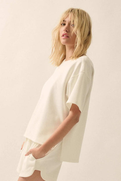 Premium Scuba Loose-Fit High-Low Boxy Tee