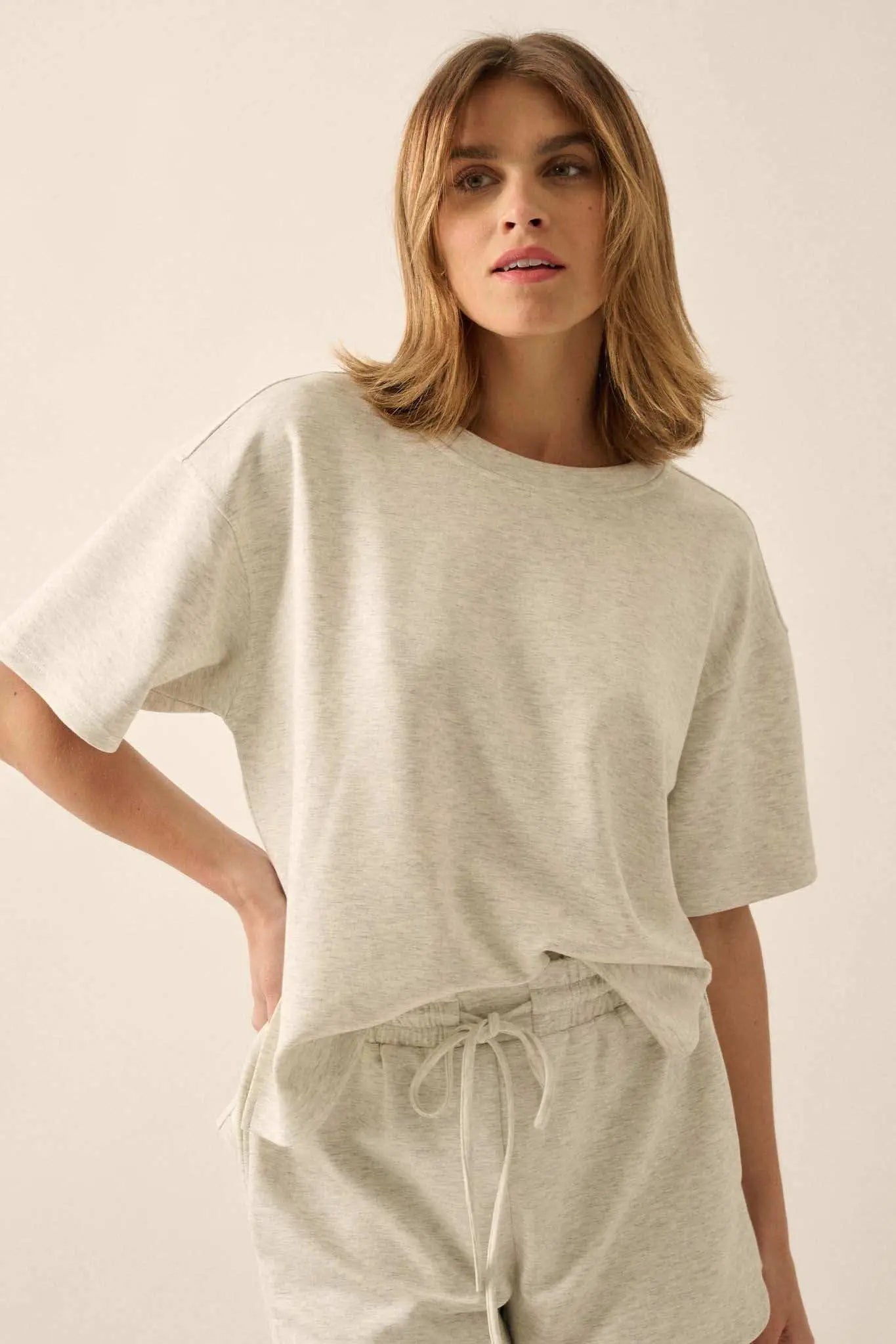 Premium Scuba Loose-Fit High-Low Boxy Tee
