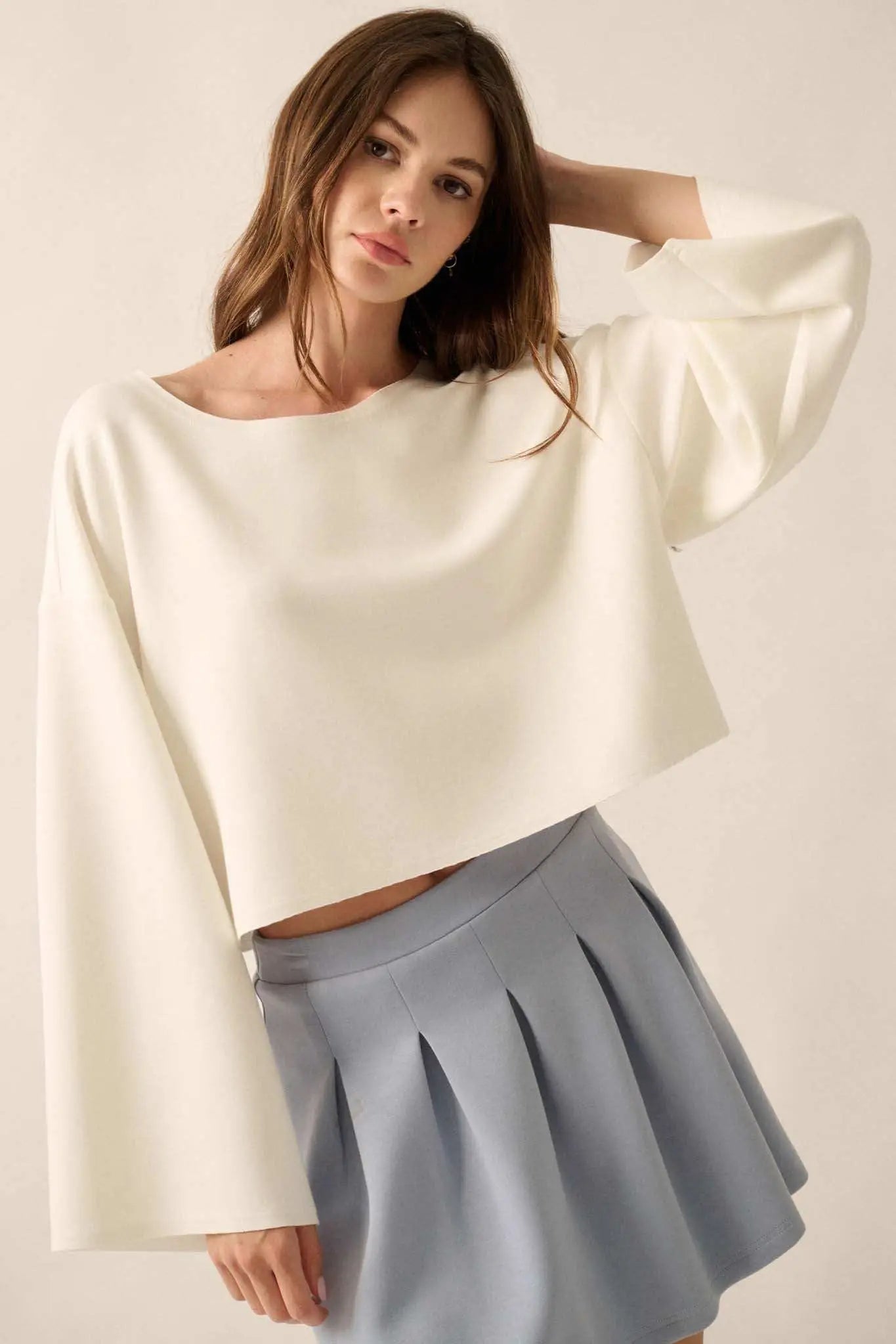 Premium Scuba Wide-Sleeve Boatneck Pullover