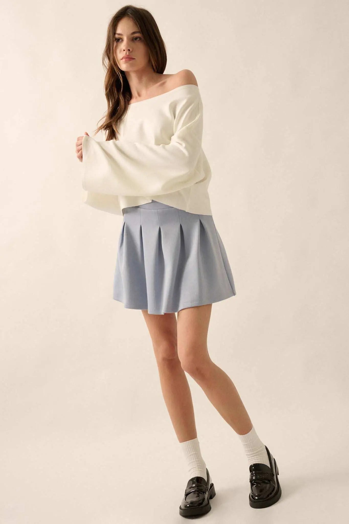 Premium Scuba Wide-Sleeve Boatneck Pullover