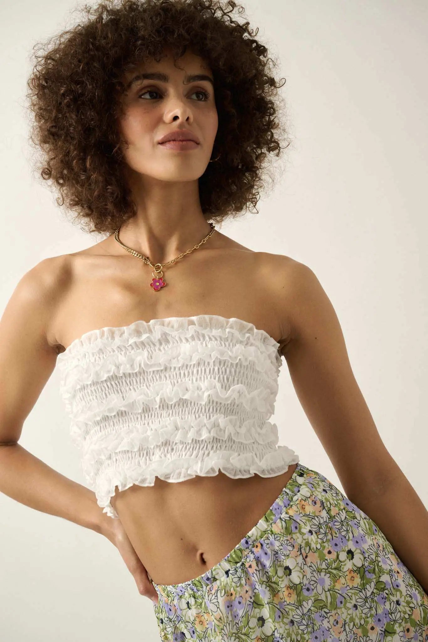 Pure Joy Smocked Ruffle Tube Top