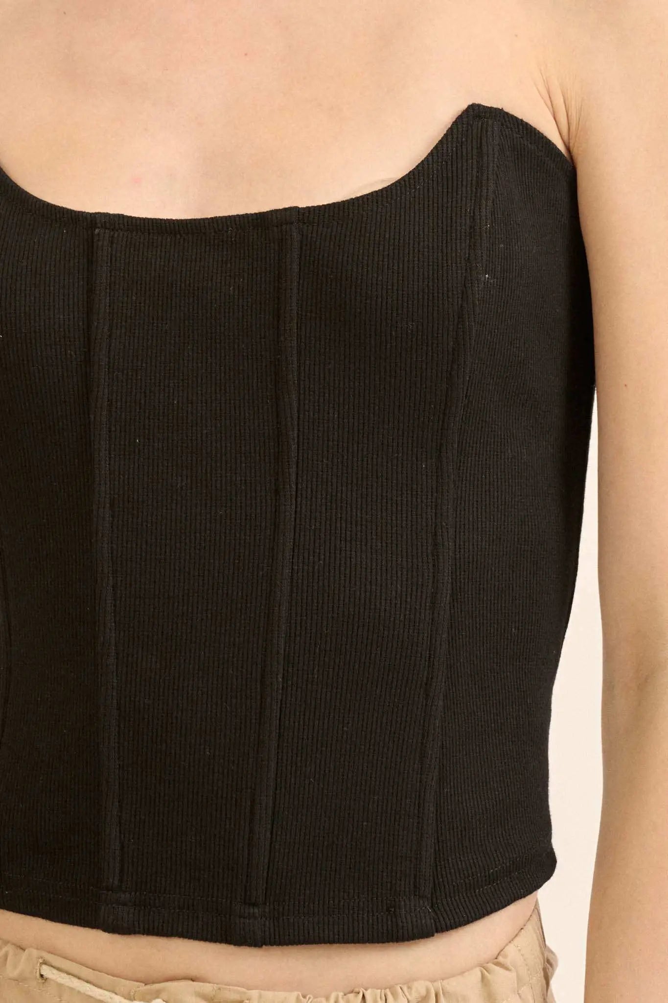 Form Factor Strapless Rib-Knit Corset Top
