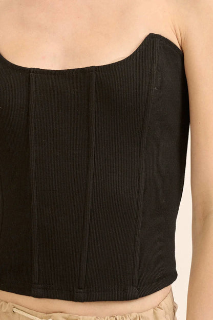 Form Factor Strapless Rib-Knit Corset Top