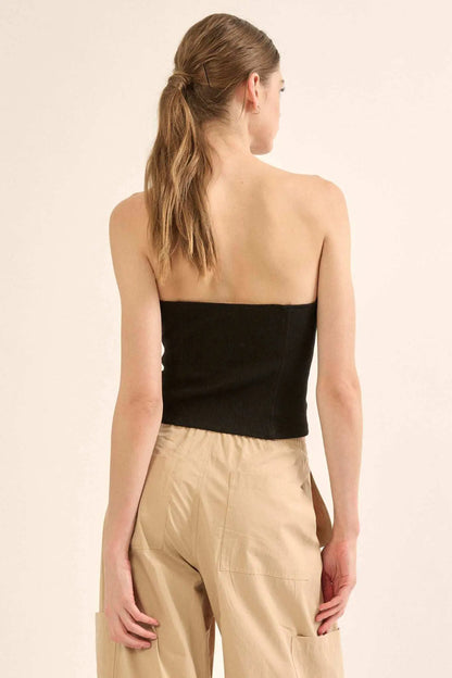 Form Factor Strapless Rib-Knit Corset Top