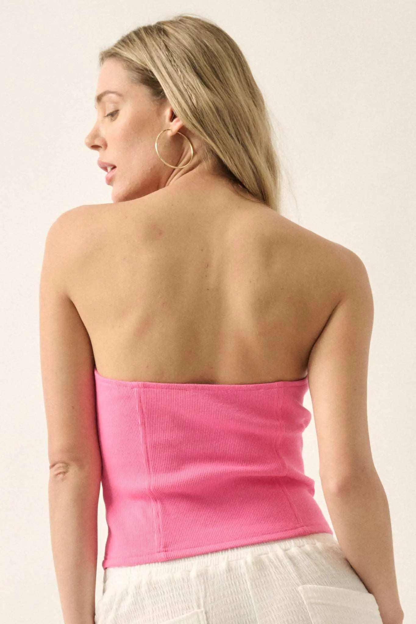 Form Factor Strapless Rib-Knit Corset Top