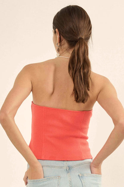 Form Factor Strapless Rib-Knit Corset Top