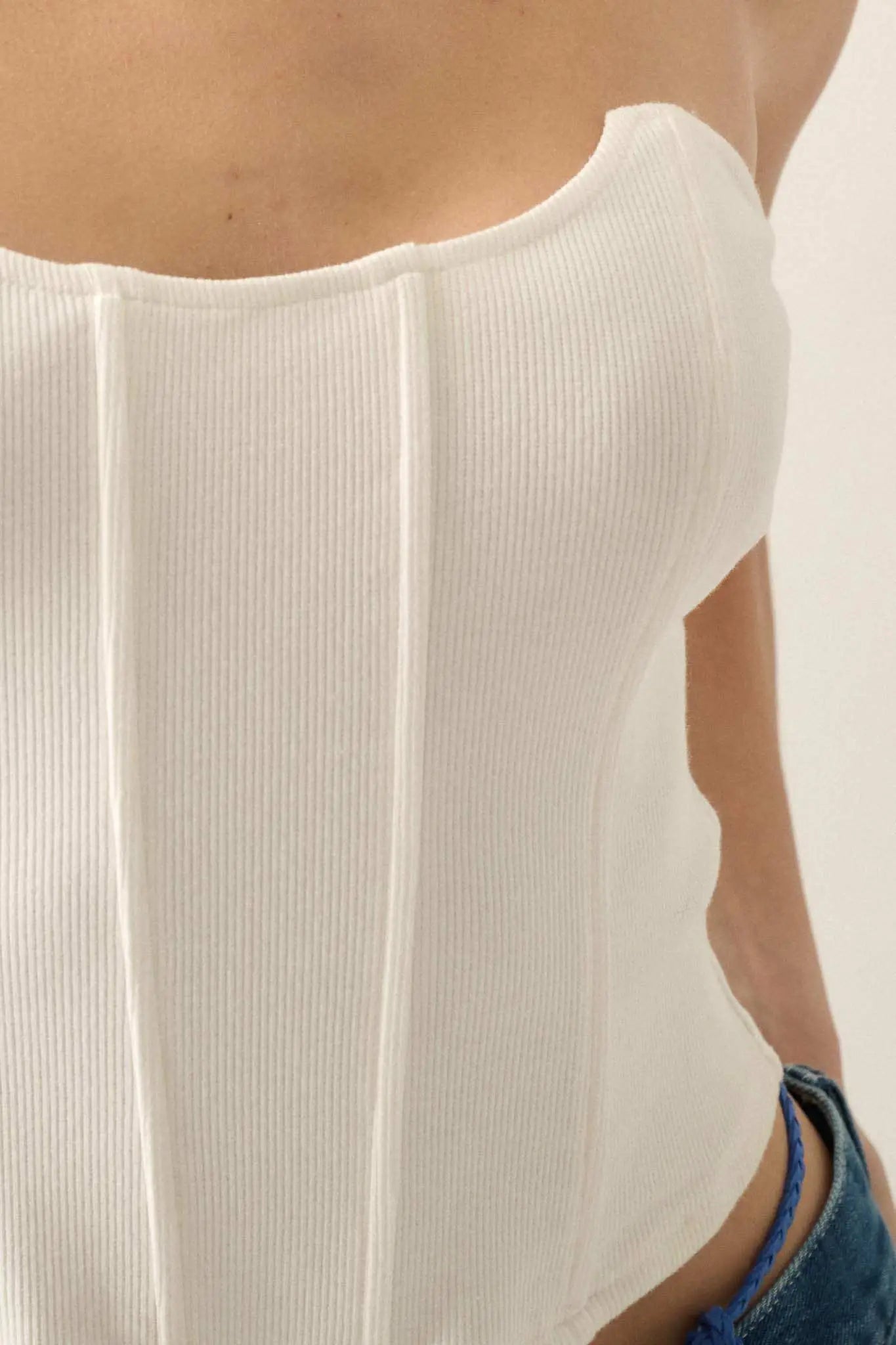 Form Factor Strapless Rib-Knit Corset Top