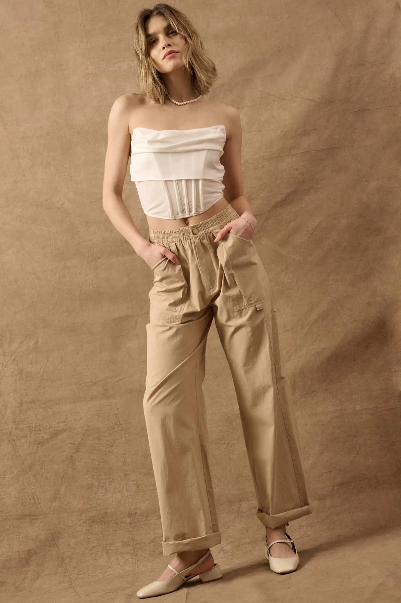 Love Fool Satin Cowl Neck Cropped Corset Top