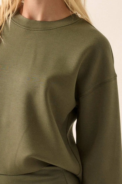 Premium Scuba Ruffle-Cuff Pullover Top