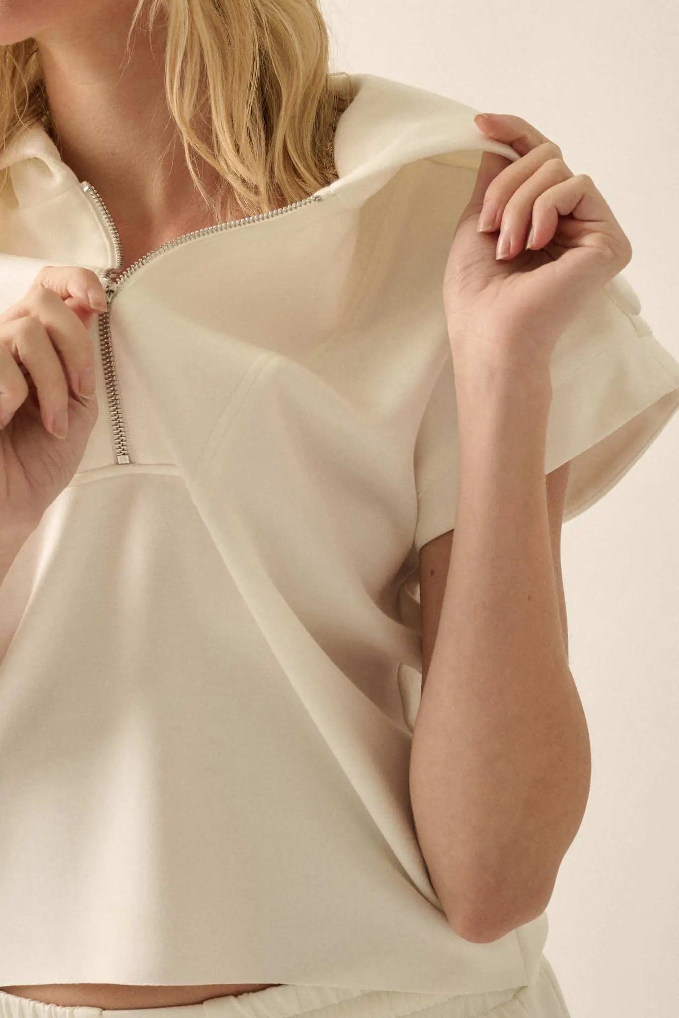 Premium Scuba Oversized Collar Half-Zip Tee