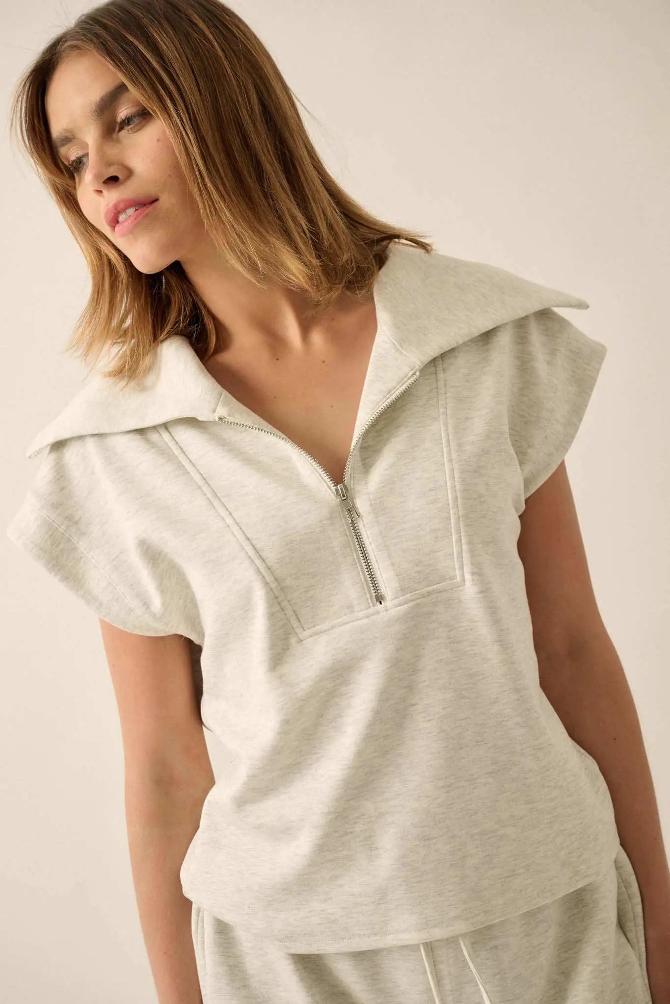 Premium Scuba Oversized Collar Half-Zip Tee