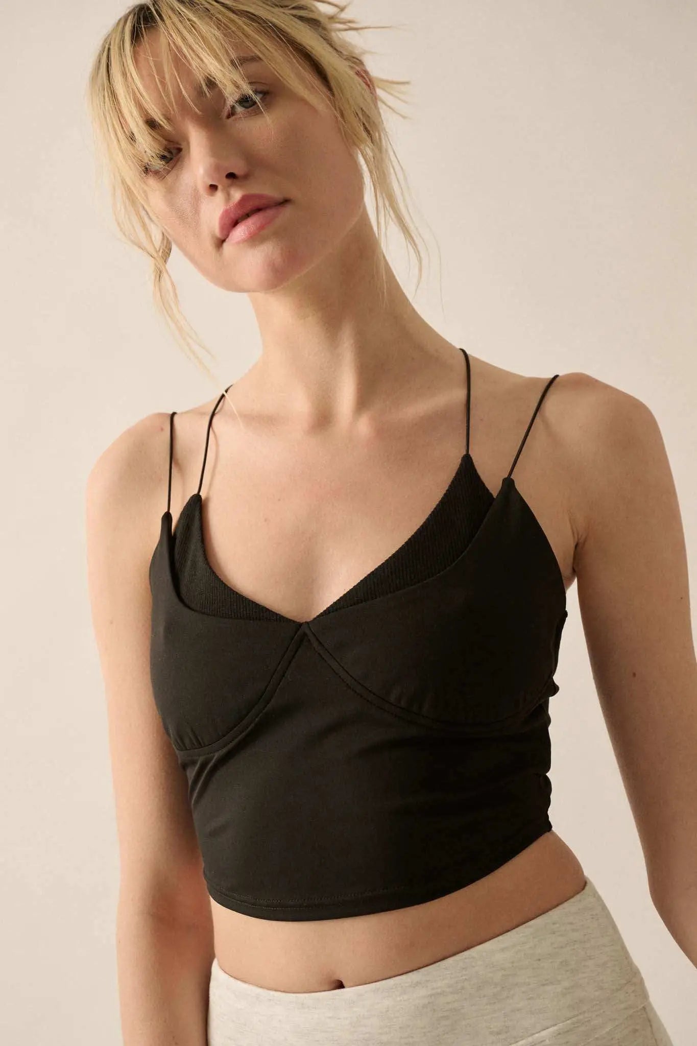 Lifted Fit Layered Cropped Cami Top