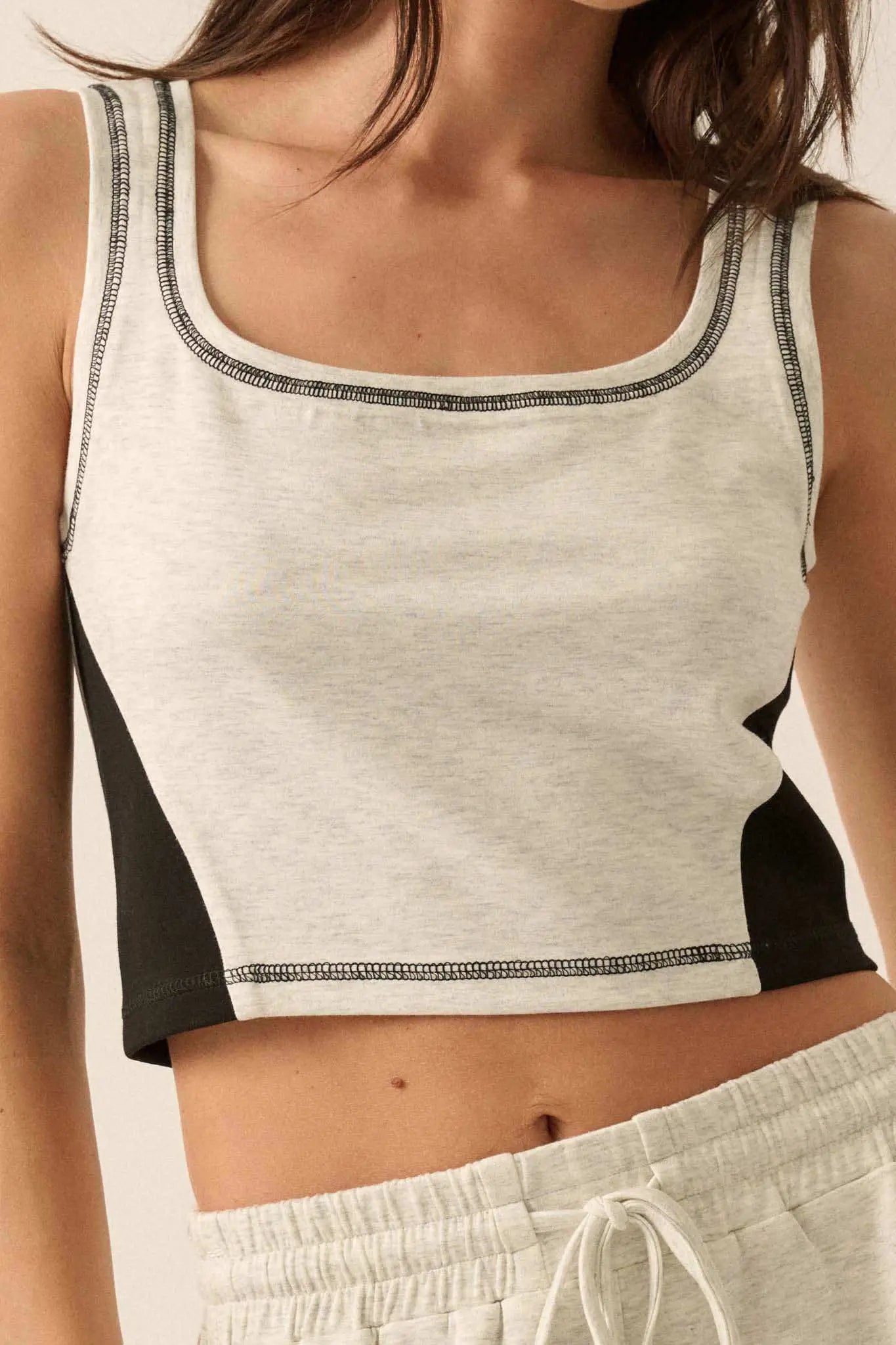 Premium Scuba Colorblock Cropped Tank Top