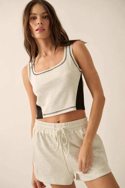 Premium Scuba Colorblock Cropped Tank Top