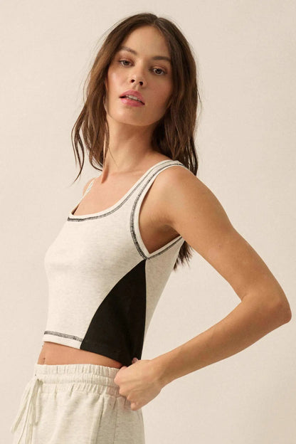 Premium Scuba Colorblock Cropped Tank Top