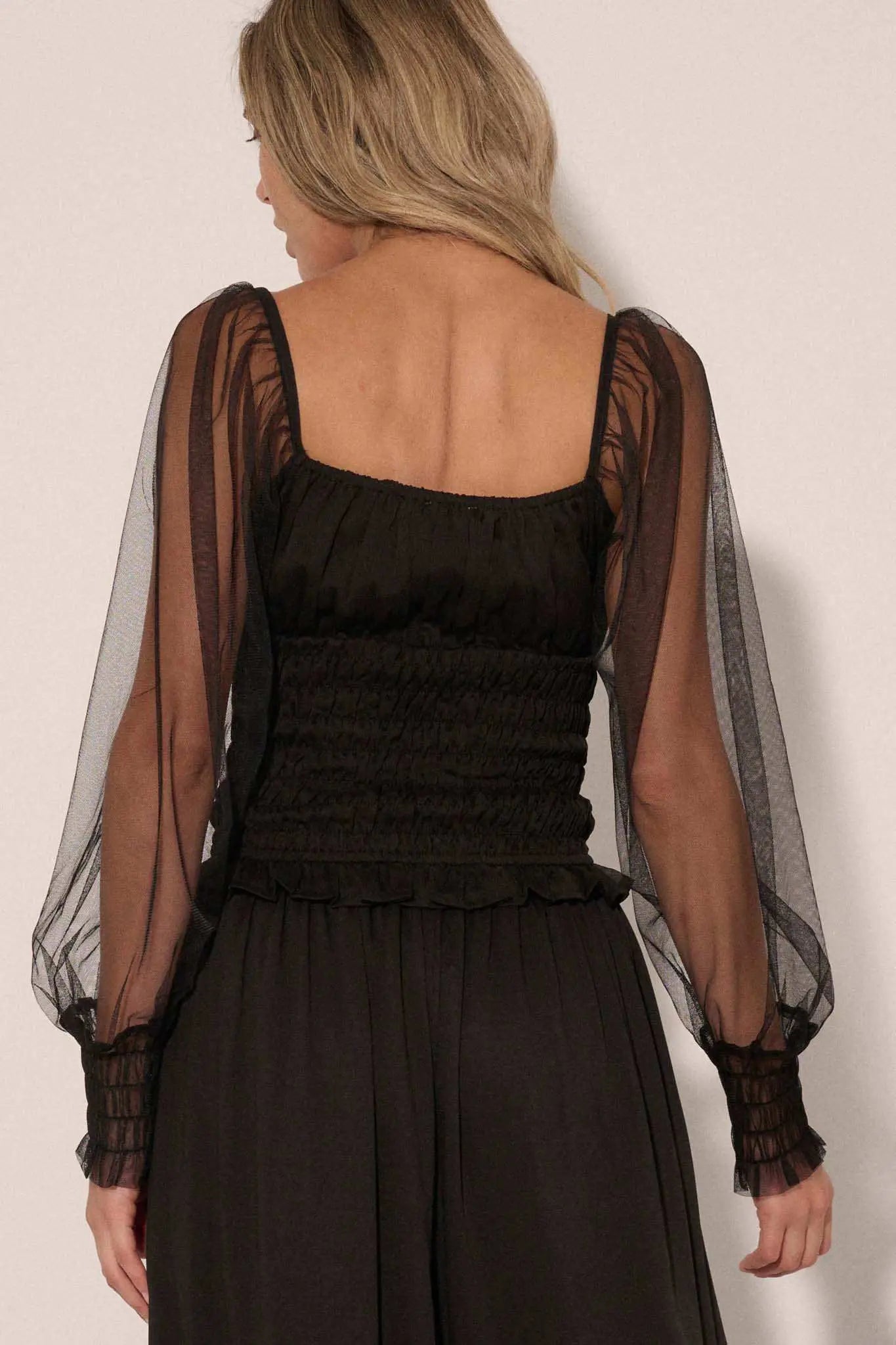 Princess Perfect Smocked Tulle-Sleeve Top