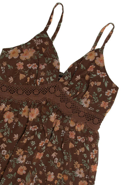 Brown Crochet Waistband Mini Dress