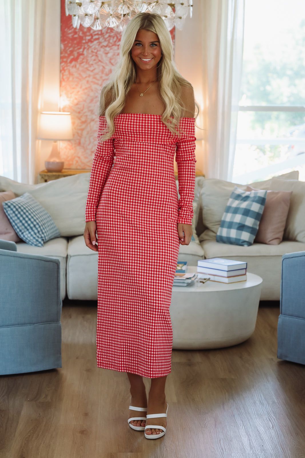 The Little Things Midi Dress - Red and White