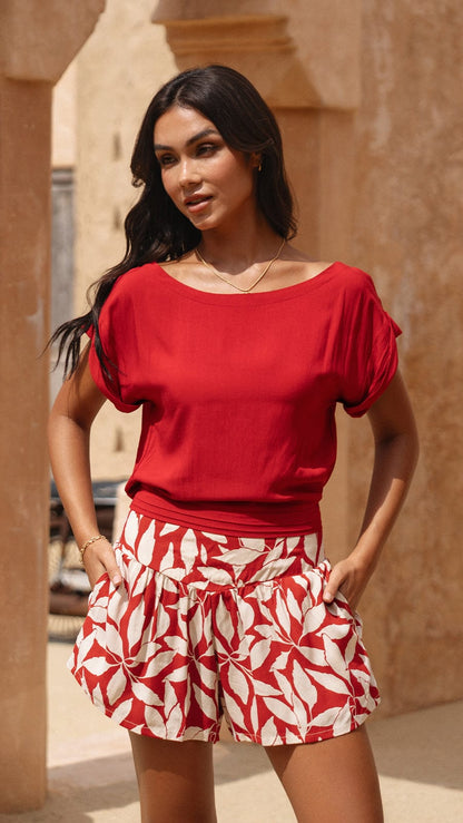 Elya Shorts - Laleen Red