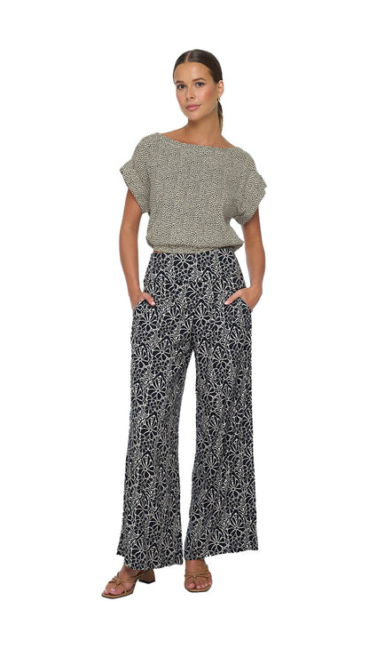 Boat Neckline Mareva Top - Escama Black