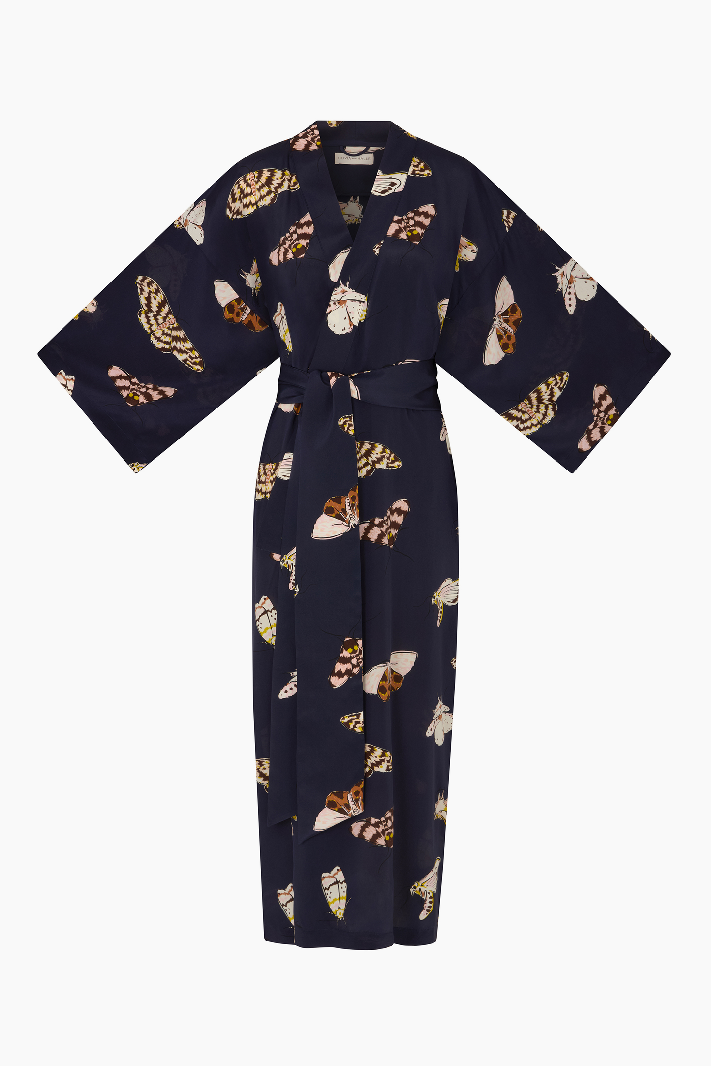 Olivia Von Halle Amaya Robe - Notte Navy Moth