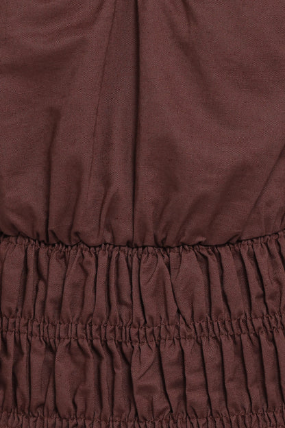 Lucilla Shirred Waist Top - Chocolate