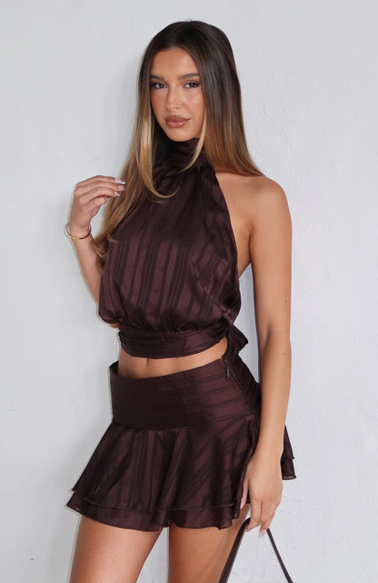 Brightened My Day Halter Top Chocolate