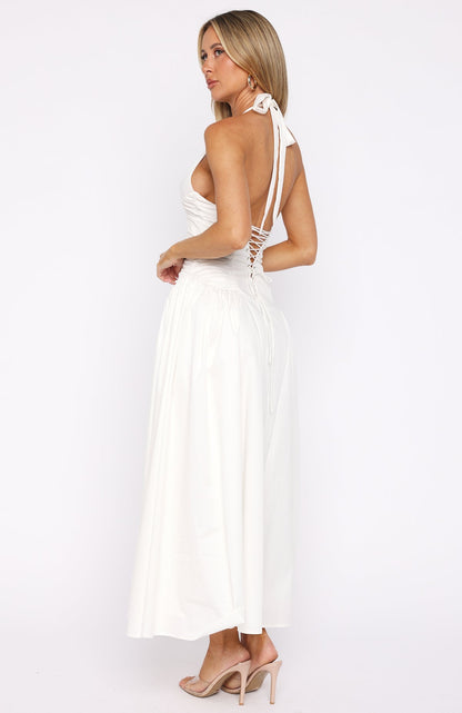 Tinsel Trouble Halter Midi Dress White